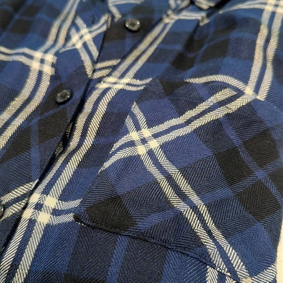 RAILS Hunter Plaid Flannel Shirt in Blue/White with Gold Trim - Picture 8 of 9